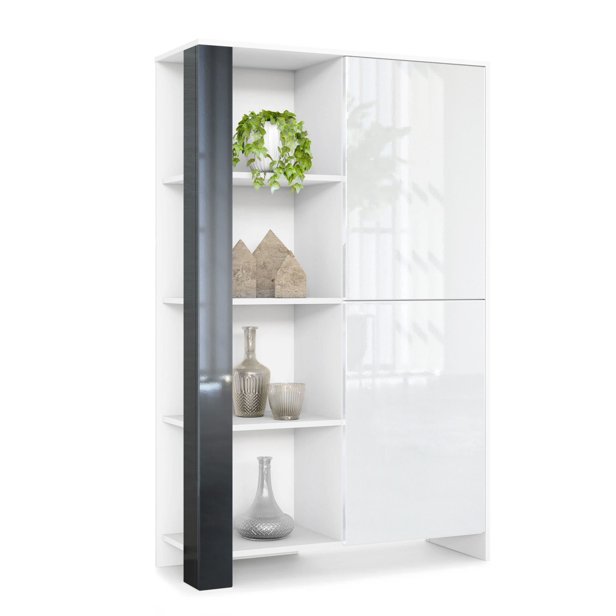 Vladon Highboard Schwarz Hochglanz 95x151.5x36 cm