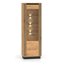 VITRINE Urso Gold Craft Eiche / Schwarz 65 / 40 / 200 cm - Eichefarben/Schwarz, Holz/Holzwerkstoff (65/200/40cm) - Feldmann-Wohnen