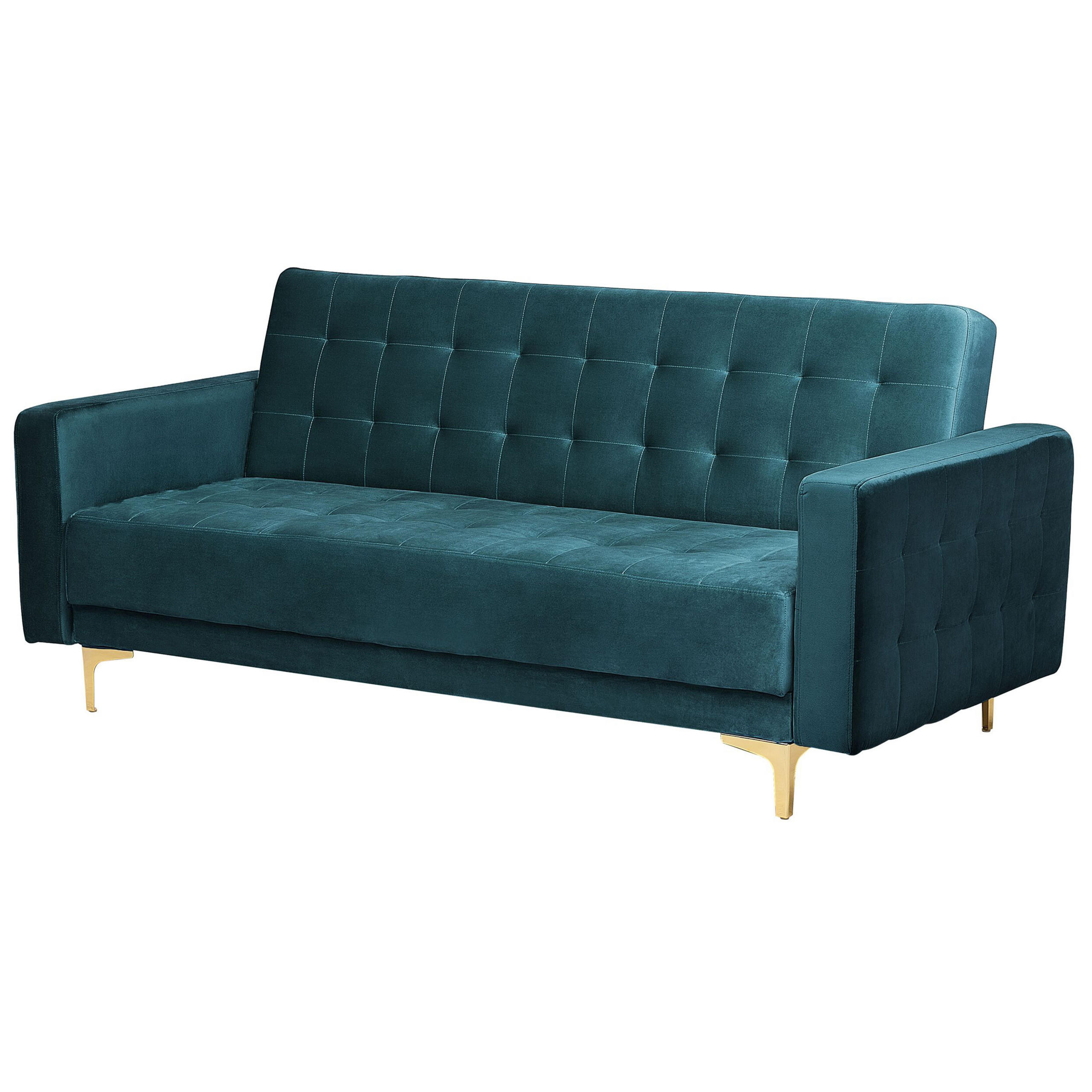 Beliani 3-Sitzer-Schlafsofa Hellgrün 186x83x88 cm