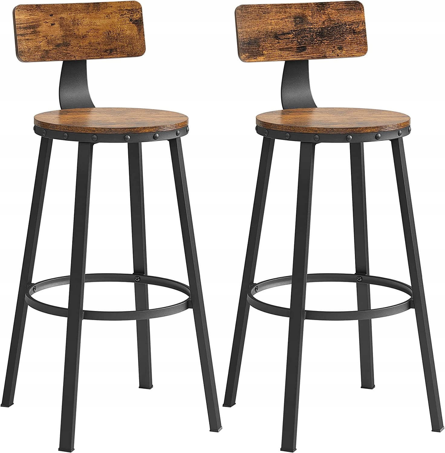 BARHOCKER 2-er Set LBC026B01V1 Sitzfläche in rustikalem Braun - Dunkelbraun/Braun, Holzwerkstoff (54/99/54cm) - Valora