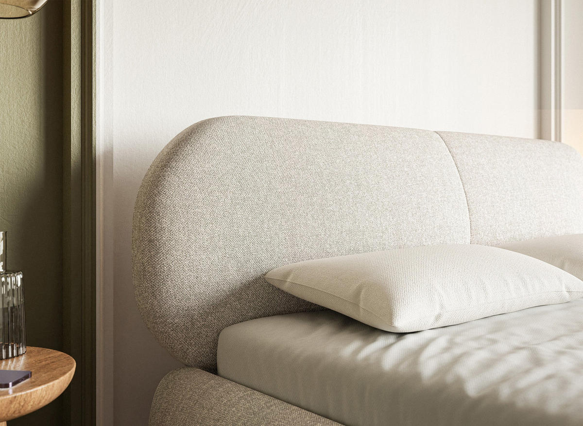 POLSTERBETT Ovalle Cremeweiß mit goldenen Metallbeinen 140 cm - Goldfarben/Creme, Textil/Metall (140/200cm) - Selsey