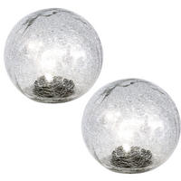 LED AUSSENLEUCHTE Solarkugel Glas Klar 2er Set - Klar, Glas (15/15/15cm)