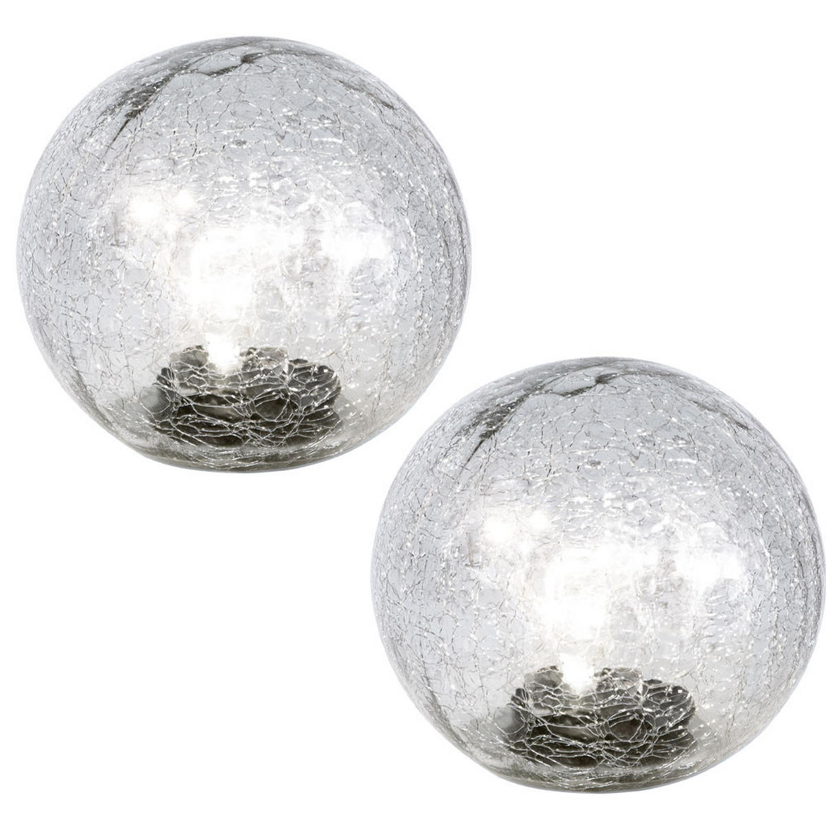 LED AUSSENLEUCHTE Solarkugel Glas Klar 2er Set - Klar, Glas (15/15/15cm)