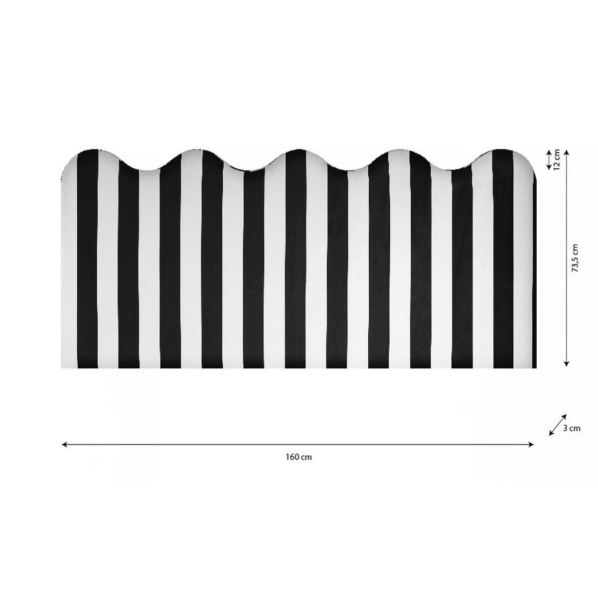 KOPFTEIL gewellt, weiß/schwarz 160x73,5cm - Schwarz, Textil (160/74/3cm) - RNT By Really Nice Things