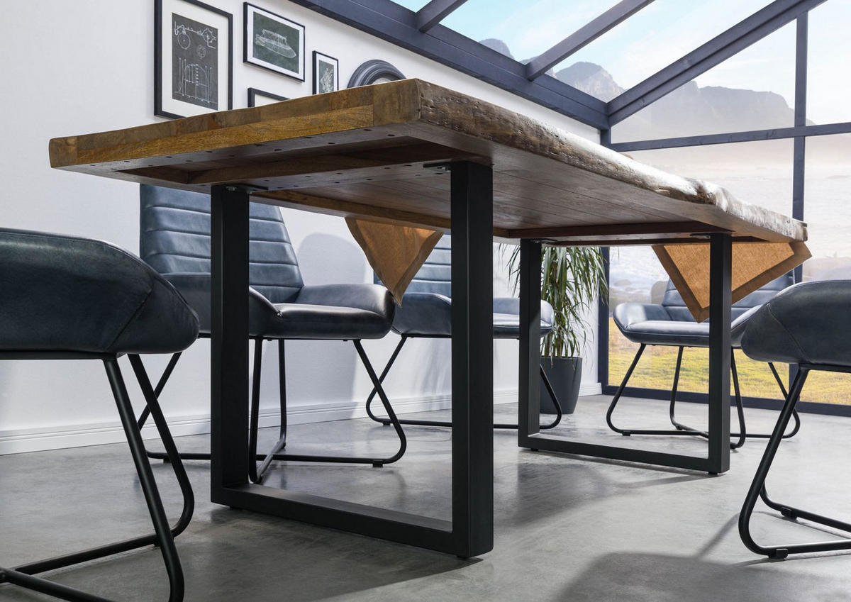 BAUMTISCH Mango 240x100x77 natur lackiert / U-Beine anthrazit matt FREEFORM 5 - Braun, Holz (100/240/77cm) - Massivmoebel24