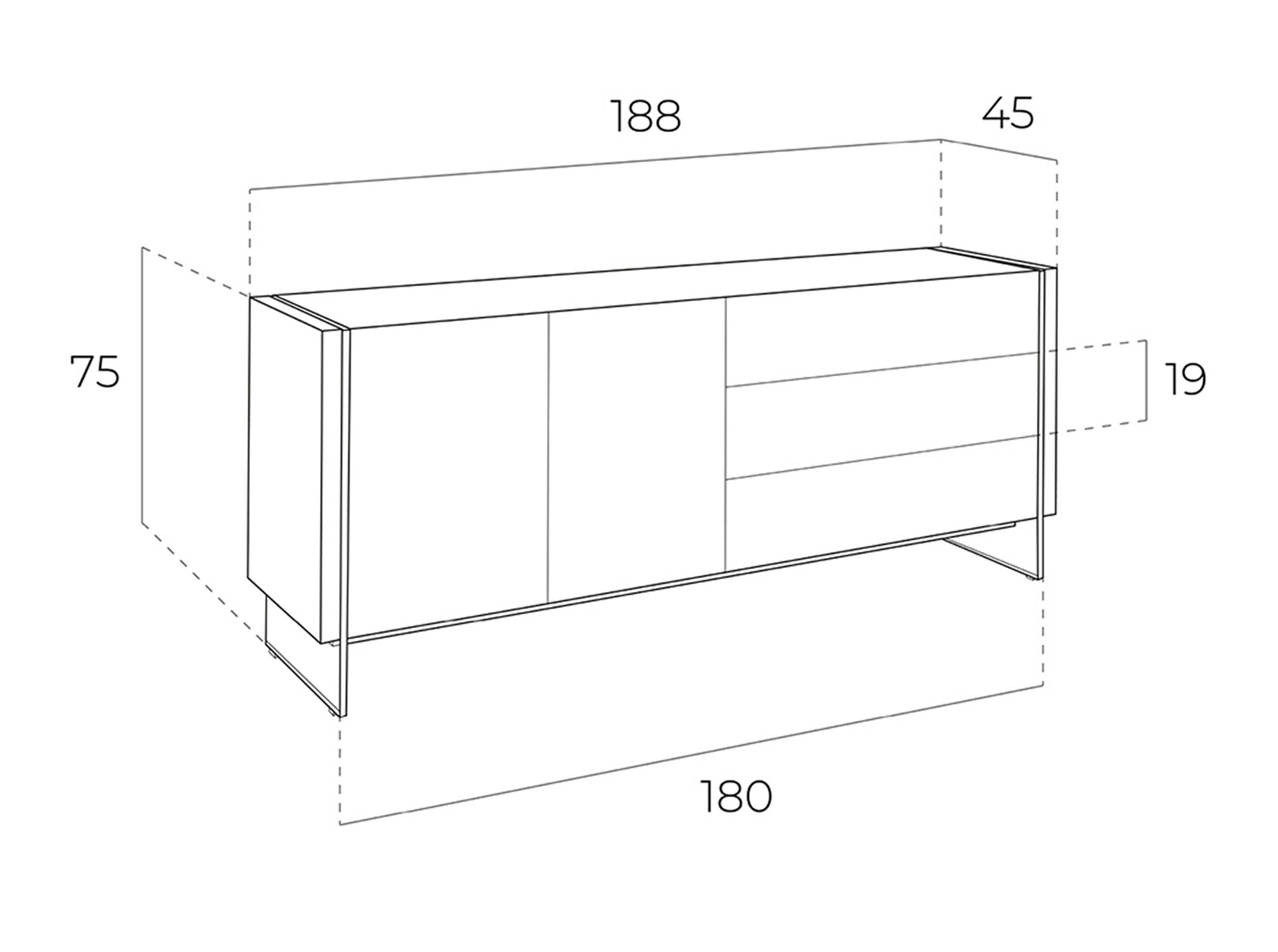 SIDEBOARD Glas Walnuss 188/45/75 cm - Transparent/Walnussfarben, Glas/Holz (188/75/45cm) - ANGEL CERDA