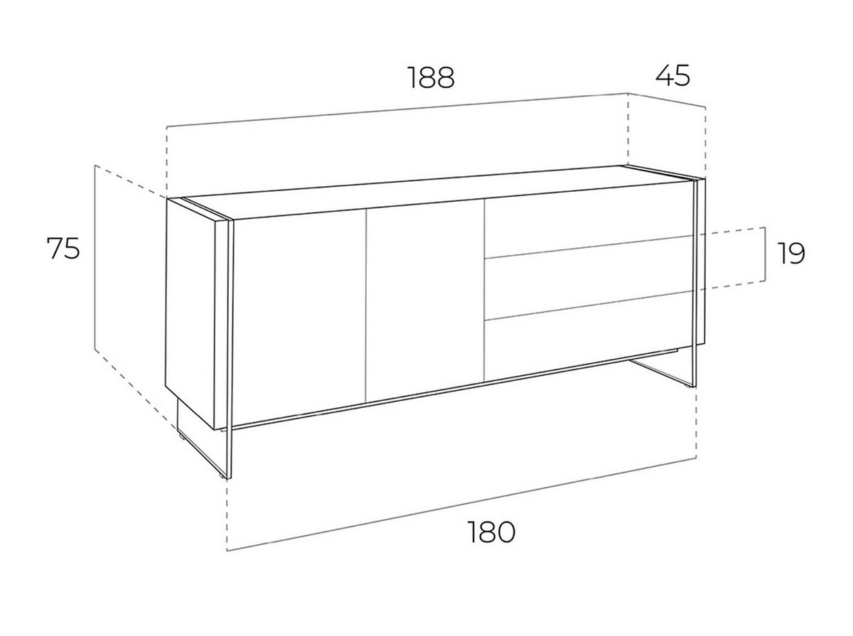 SIDEBOARD Glas Walnuss 188/45/75 cm - Transparent/Walnussfarben, Glas/Holz (188/75/45cm) - ANGEL CERDA