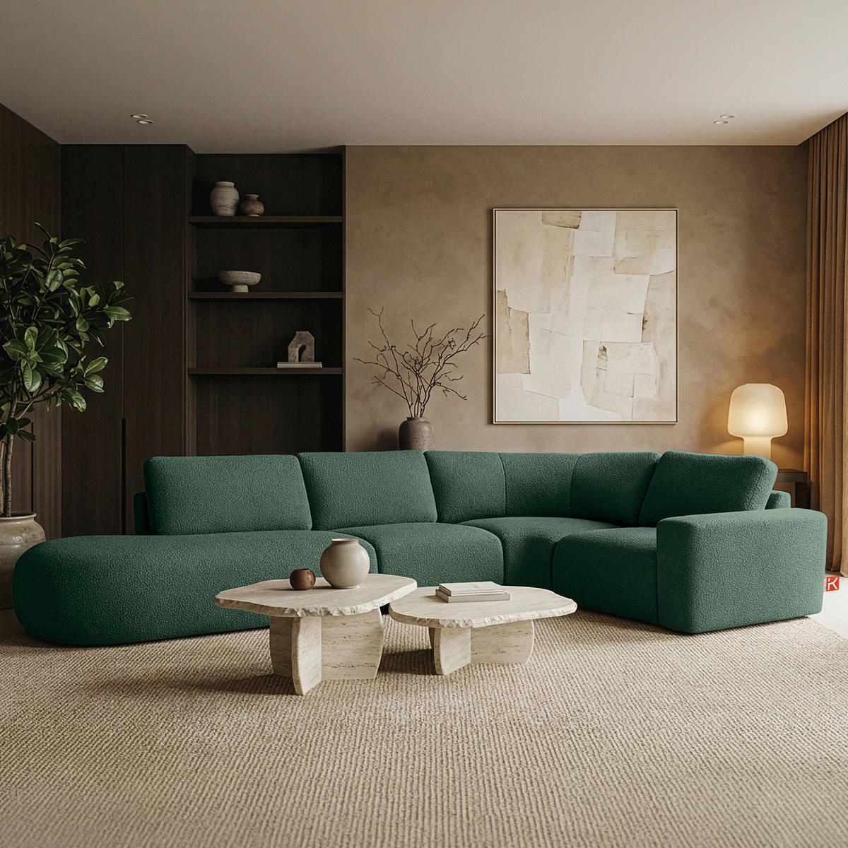 ECKSOFA LINKS ZUCCO, Grün - Grün, Holz/Holzwerkstoff (224/373cm) - KONSIMO®