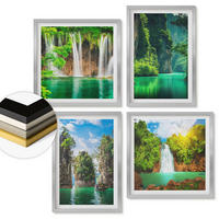 WANDBILDER 4er Set - 50x50 cm & 40x60 cm Silberner Rahmen - Grüne Landschaften, Wasserfälle - Silberfarben, Kunststoff (50/50cm) - ArtPrintCave
