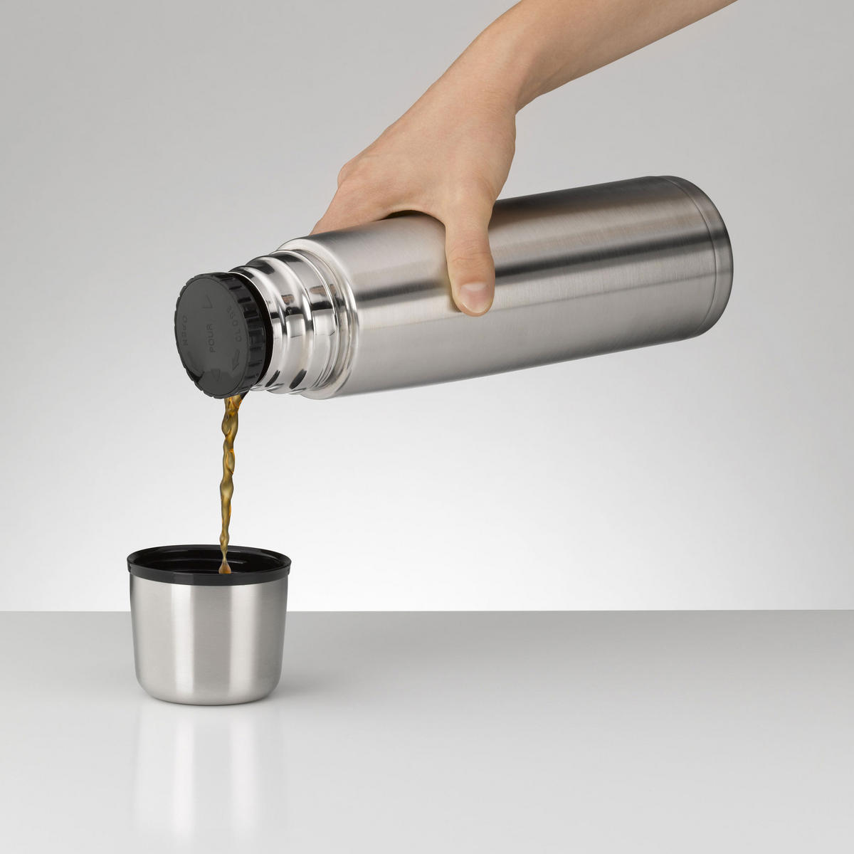 ISOLIERFLASCHE Isotherm Perfect automatic, Edelstahl, Stainless Steel Mat, 1 L - Silberfarben, Metall (1L) - Alfi