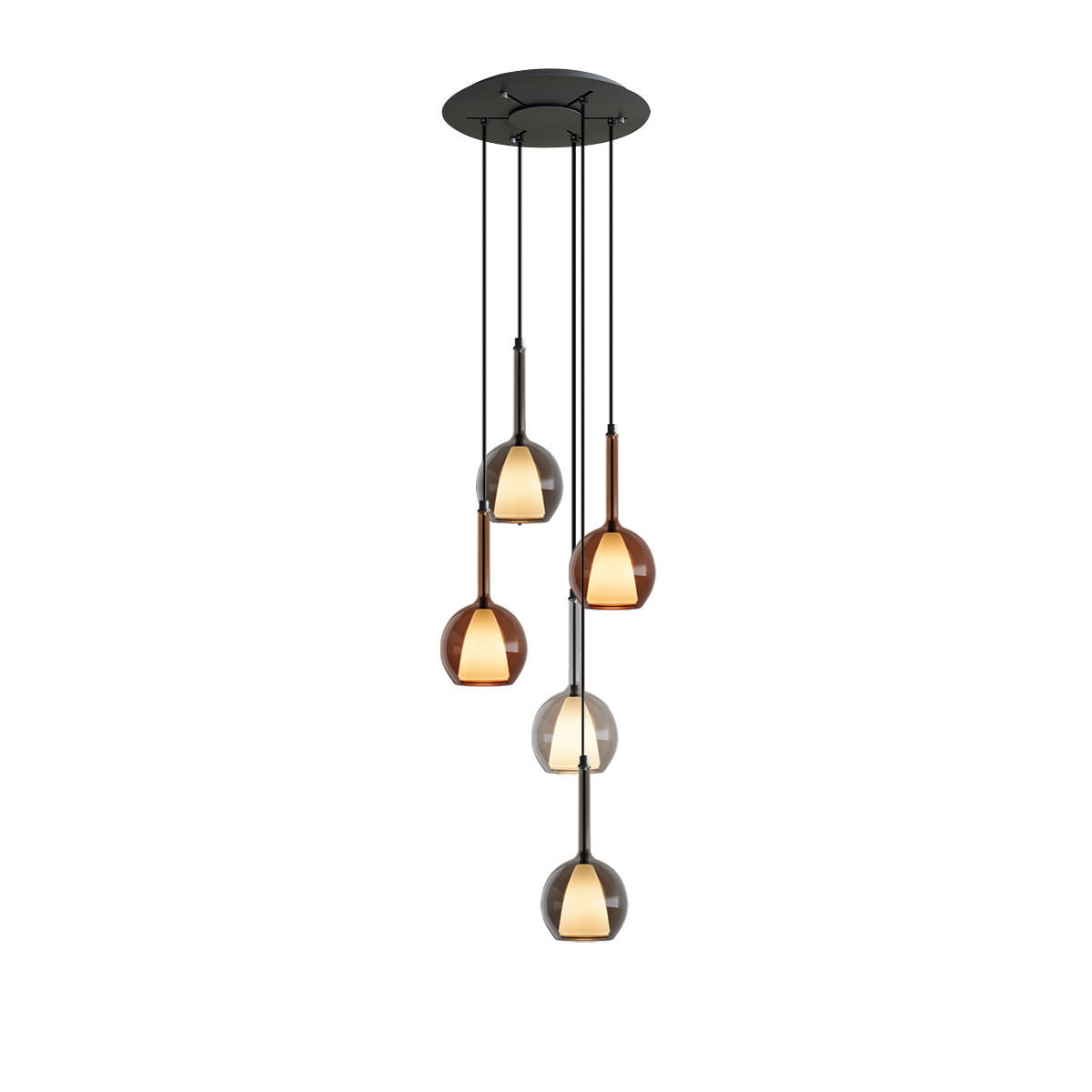 GALERIELEUCHTE Belluna 5-flammig Mehrfarbig Ø 14cm - Multicolor, Glas (14/14/35cm) - s.luce