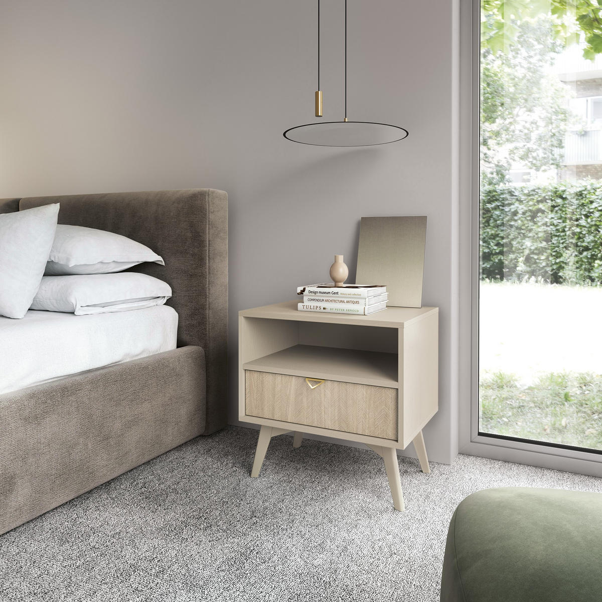 NACHTTISCH FORESTA 54/54/38 cm Kieferfarben - Beige, Holzwerkstoff (54/54/38cm) - MASSENO