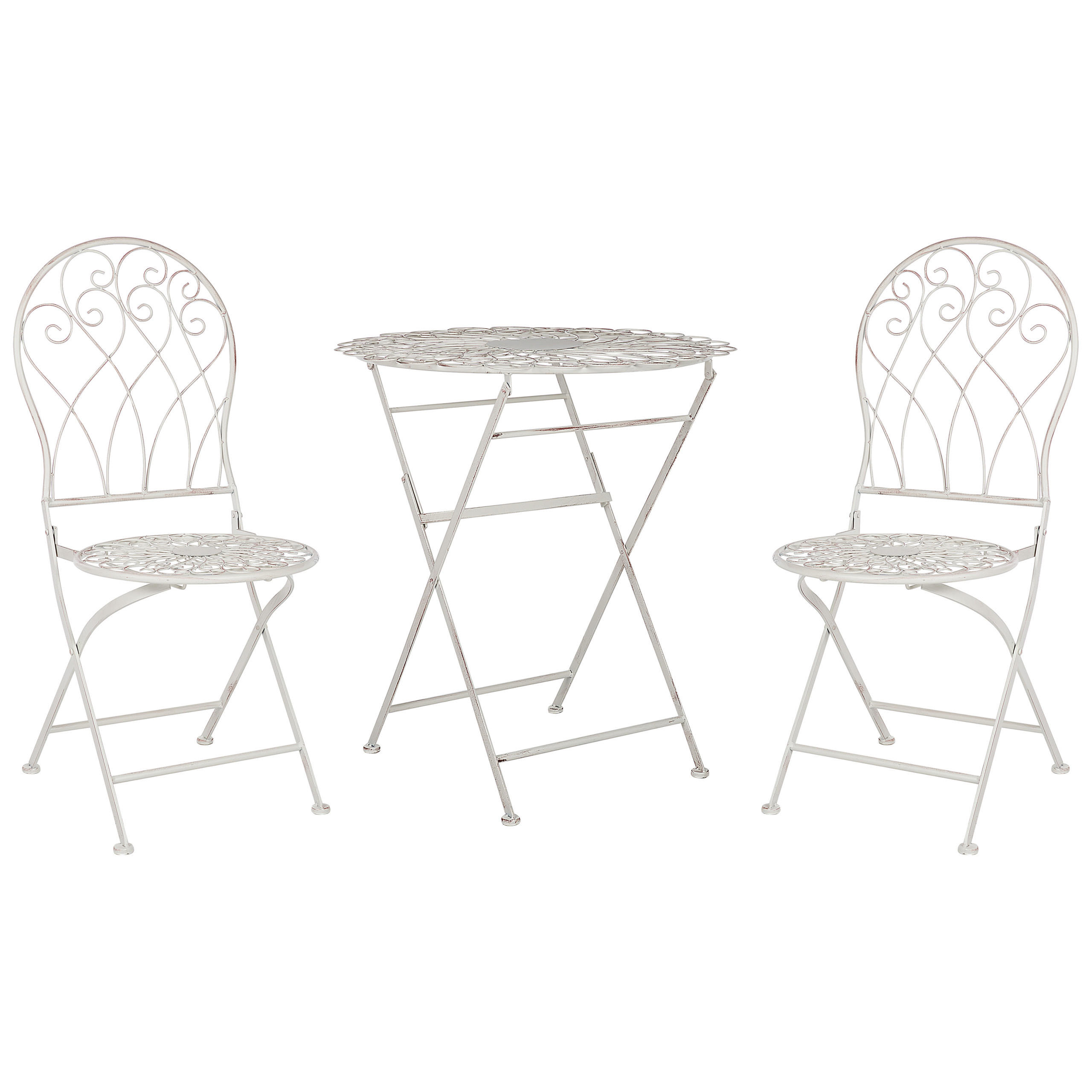 SET DE BALCON cu 2 locuri metal alb crem pliabil Stiffe