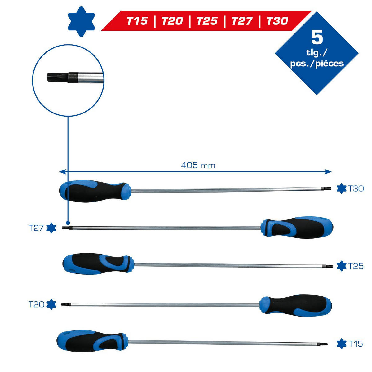 TORX-SCHRAUBENDREHER-SATZ, 5-TLG - Multicolor, Kunststoff/Metall (50/20cm) - BRILLIANT TOOLS