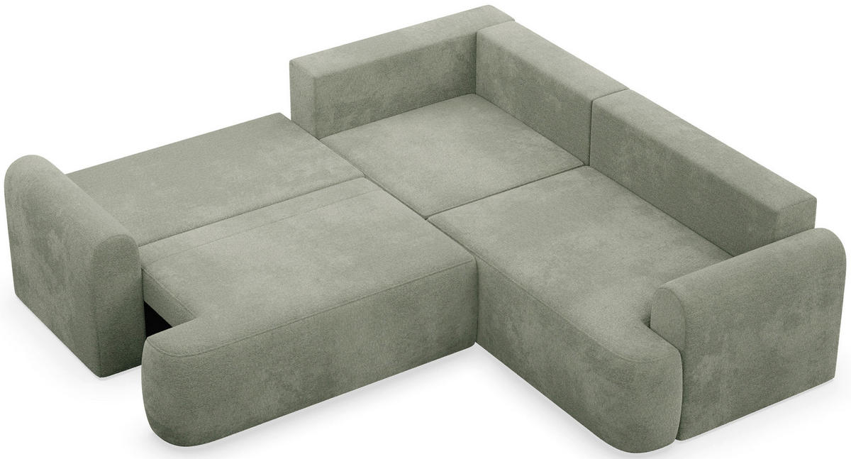 ROHOVÁ pohovka Kaveo, 245 cm univerzální s rohovým dílem - černá/světle zelená, textil/plast (245/245cm) - Selsey
