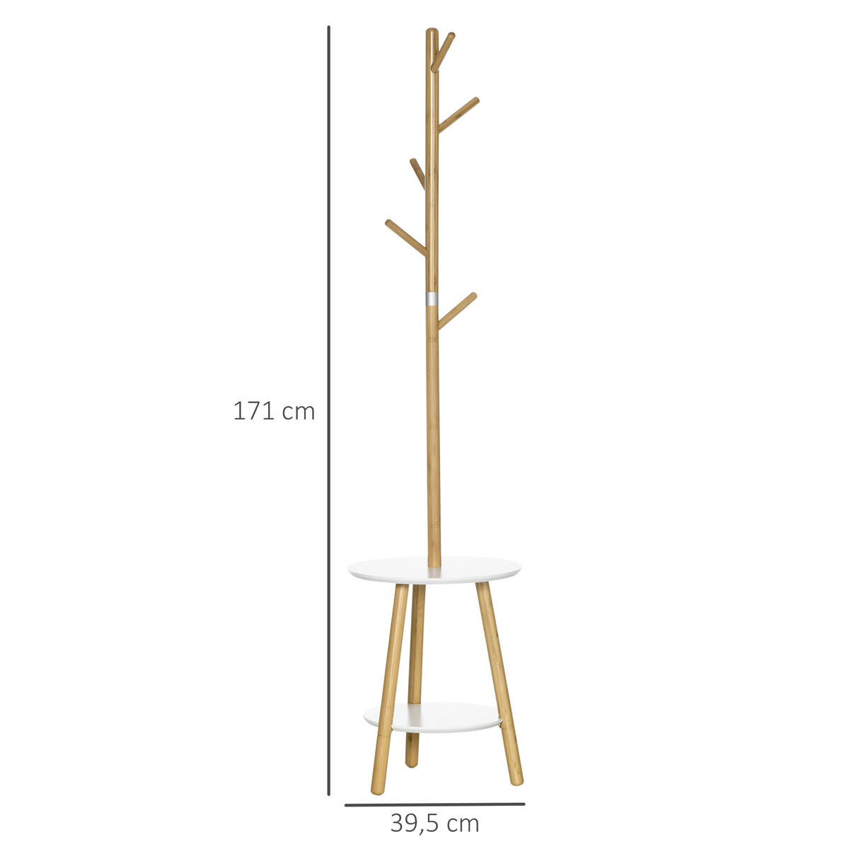 GARDEROBENSTÄNDER - Eichefarben, Holz/Metall (39.5/171/39.5cm) - HOMCOM