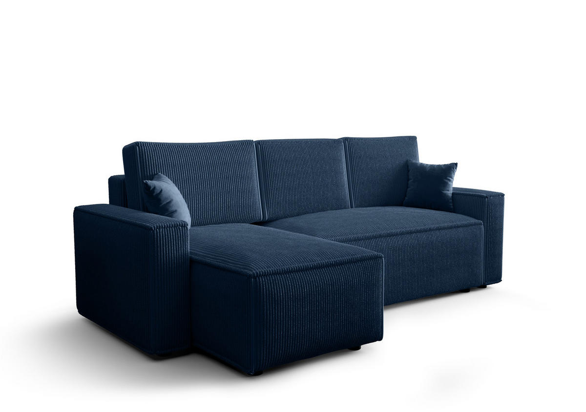 ECKSOFA L AMBRO Poso 05 Links mit Schlaffunktion - Blau, Textil (232/143cm) - Bedante