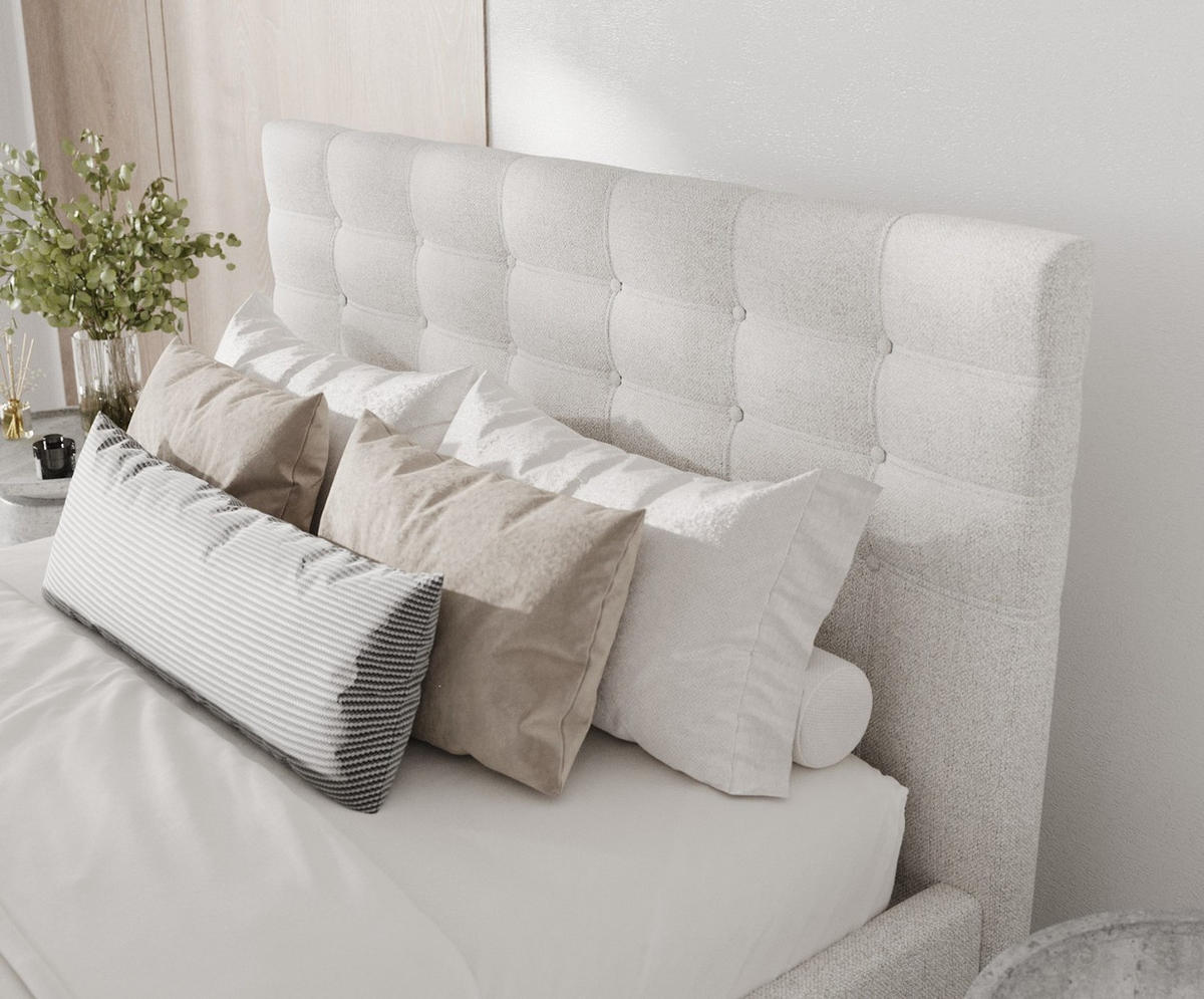 POLSTERBETT Soma 180/200 cm Hellbeige im Riva Stoff - Beige/Naturfarben, Holz/Holzwerkstoff (180/200cm) - AltaBeds