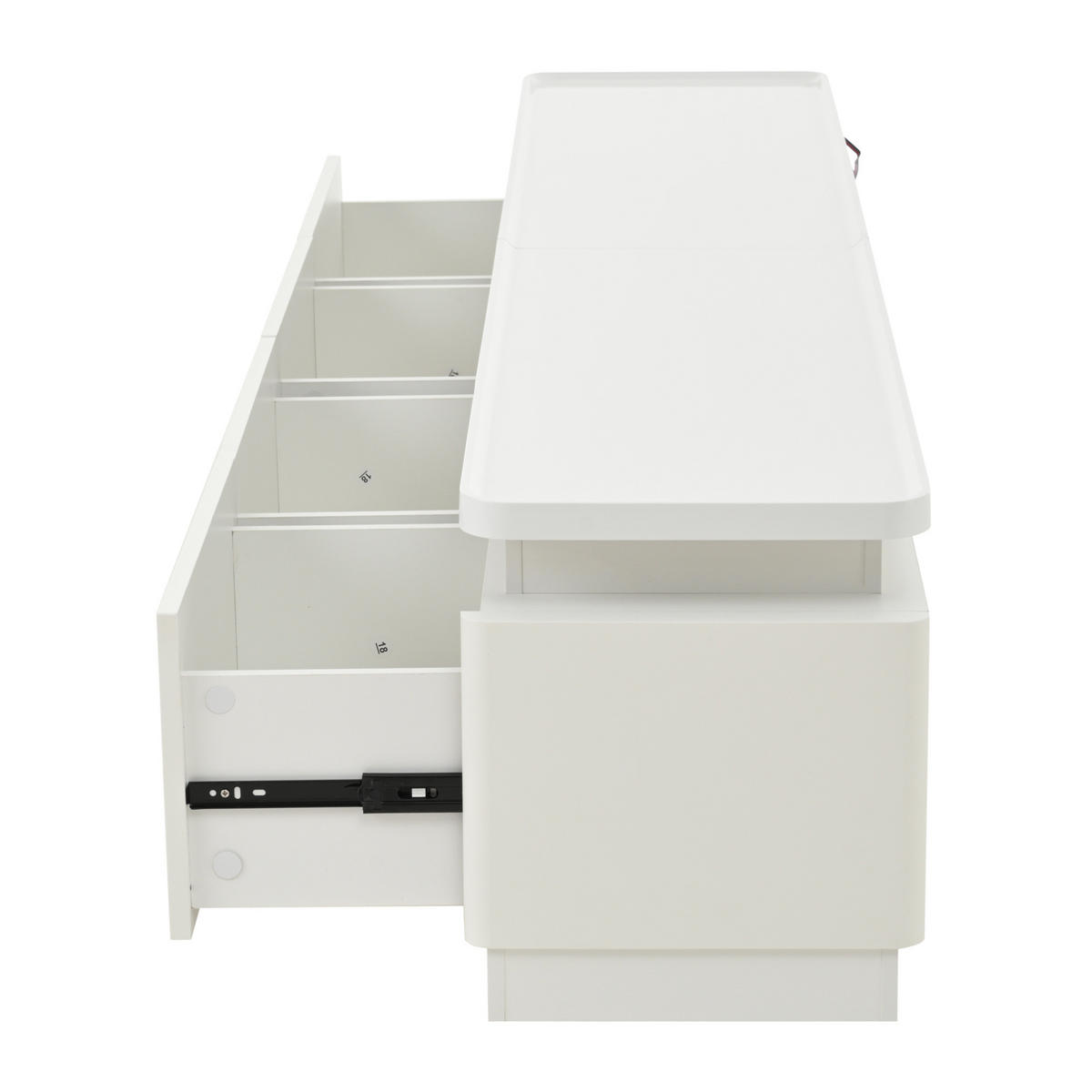 LOWBOARD 180/34/40 cm aus Spanplatte mit LED-Beleuchtung Weiß - Weiß, Holzwerkstoff (180/40/34cm) - Modenvie