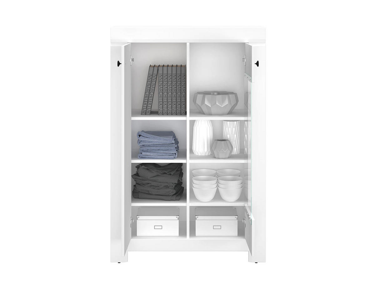 VITRINE – 92 cm – Lahti – Weiß - Weiß, Holzwerkstoff (92/140/42cm) - hi-markt