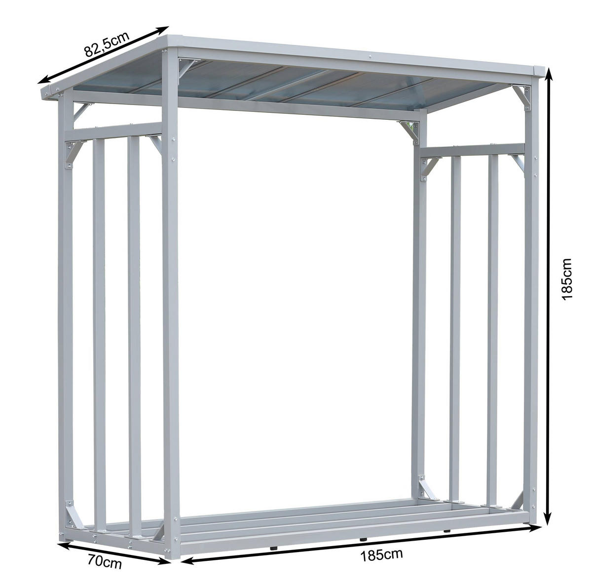 KAMINHOLZREGAL Außen 2 Stück 185x70x185 cm Aluminium Grau 4,6 m³ / 7 SRM - Grau, Metall (185/185/70cm) - QUICK STAR