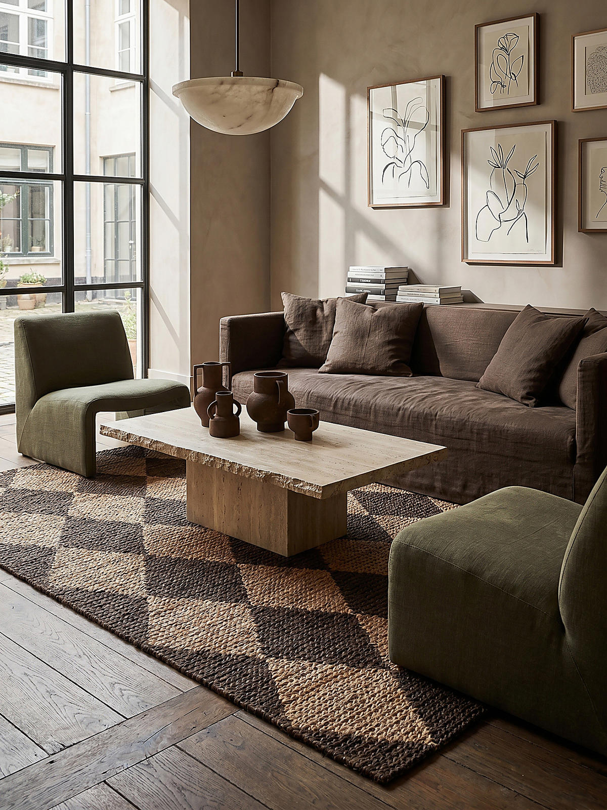 TEPPICH Jute Flachgewebe Rauten Muster, Wohnzimmer Braun Rechteckig 120x170 - Braun, Textil (170/120cm) - KADIMA DESIGN