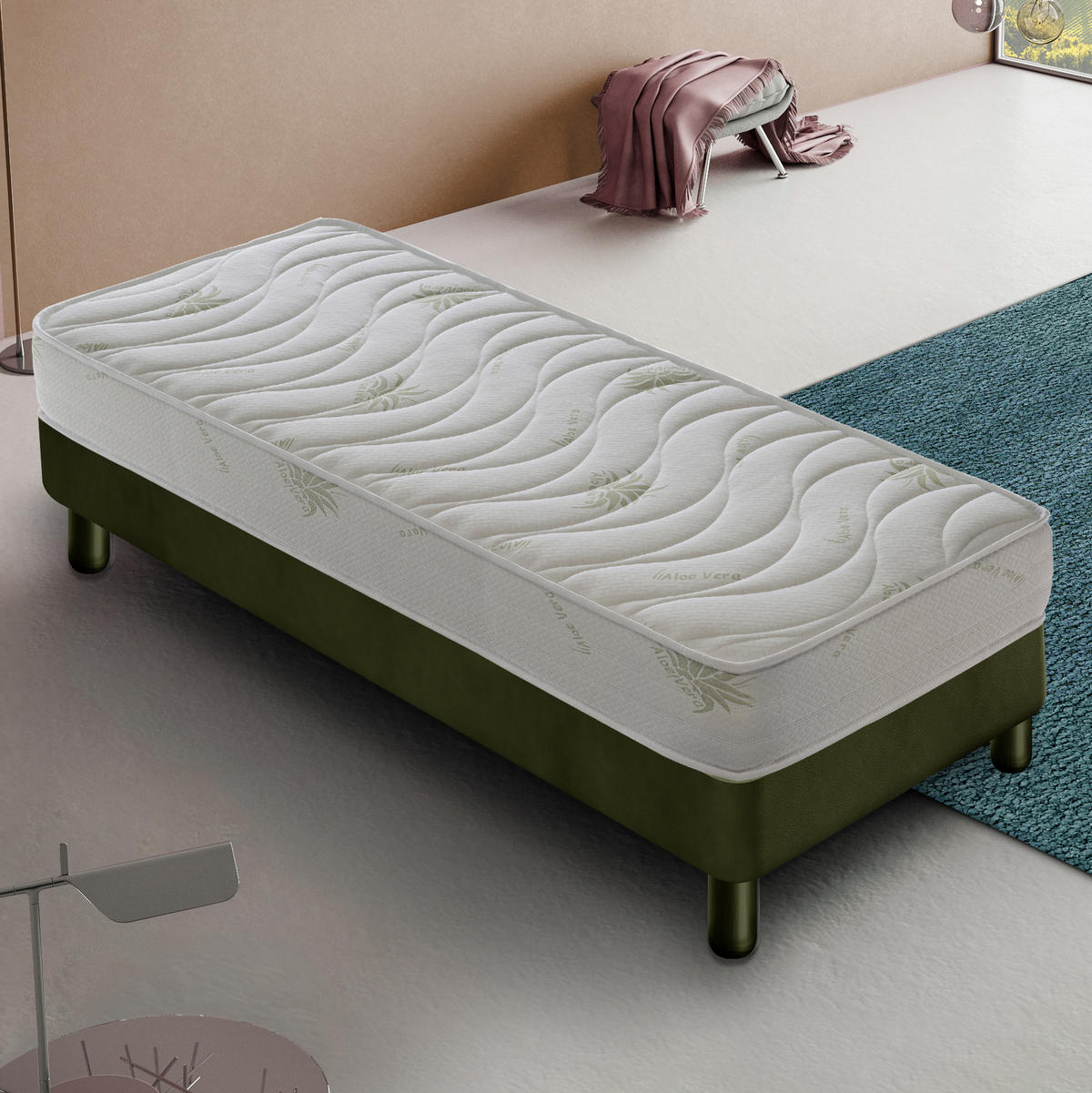 MATRATZE 90x200, Höhe 25 cm, Kaltschaum H4, ALOE VERA - Weiß, Textil (90/200cm) - iLoveSleep