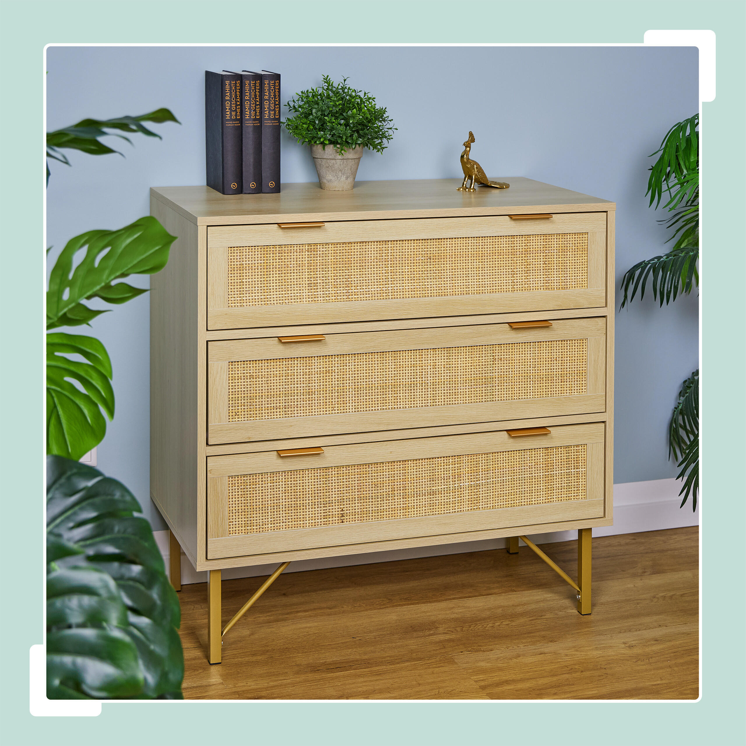 KOMMODE - Hellbraun, Holzwerkstoff/Kunststoff (80/80/42cm) - Relaxdays