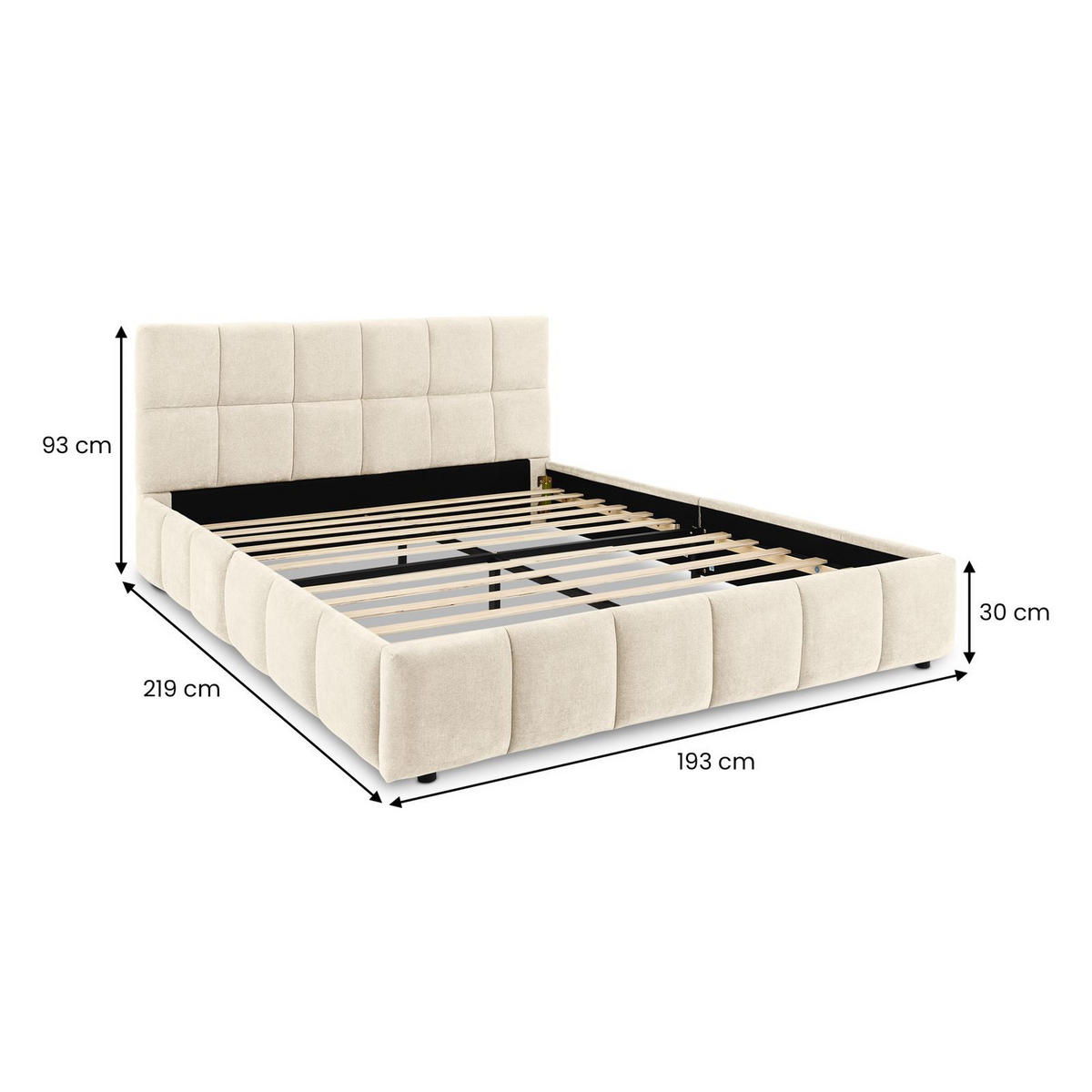 POLSTERBETT EMILIA 180x200 cm cremeweiß - Creme, Textil (180/200cm) - IDIMEX