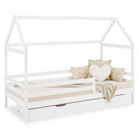 HAUSBETT 90/200 mit Rausfallschutz Weiß - Weiß, Holz (207/158/96cm) - Homestyle4u
