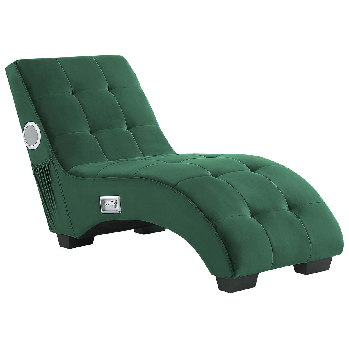 CHAISELONGUE Samtstoff Grün Simorre - Hellgrün, Textil (157/82/66cm) - Beliani