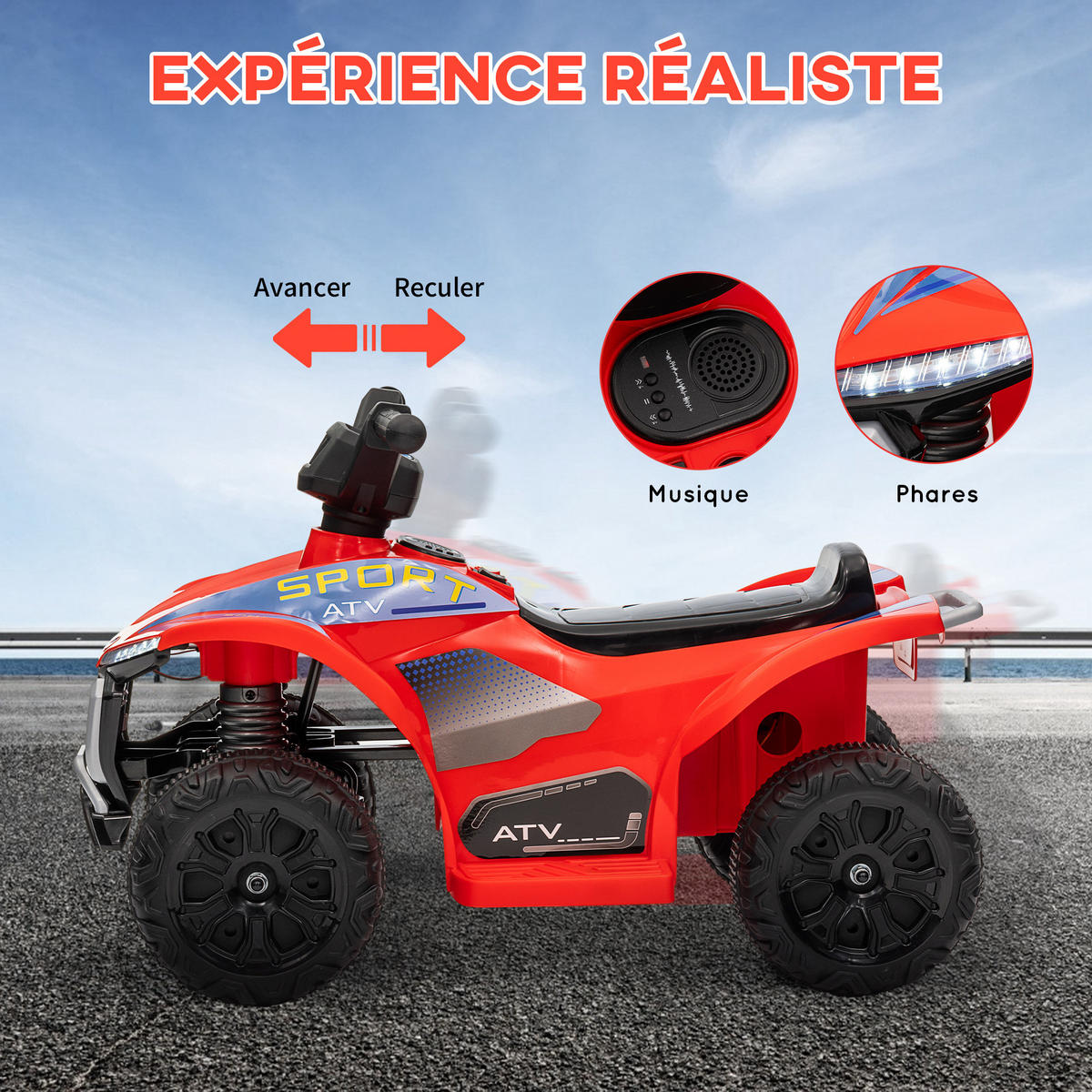 ELEKTRO-QUAD DE-13097 6V Rot - Rot, Kunststoff (71/40.5/45cm) - ComfortXL