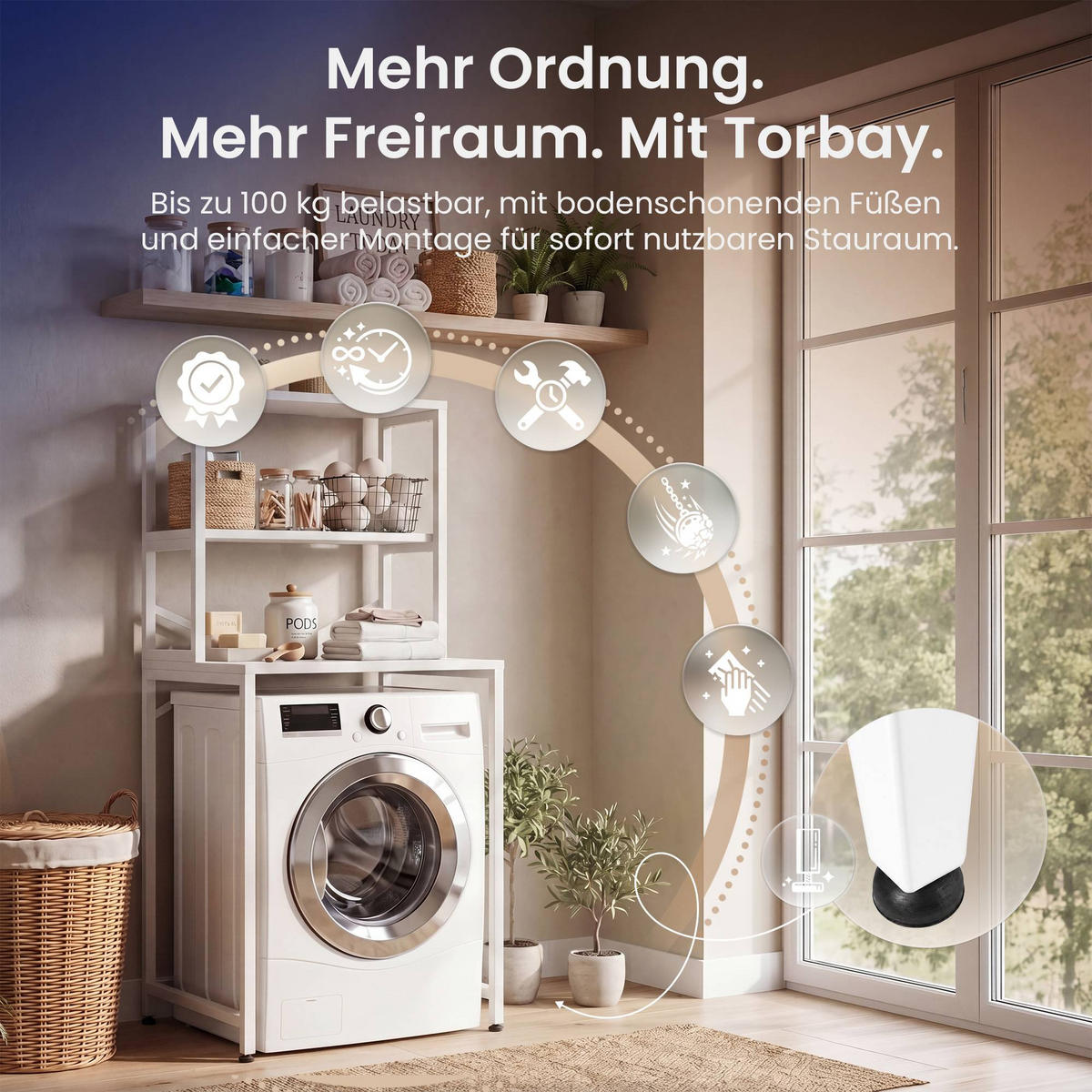 WASCHMASCHINENVERBAU Metall Weiß - Weiß, Metall (68/155/50cm) - CLP