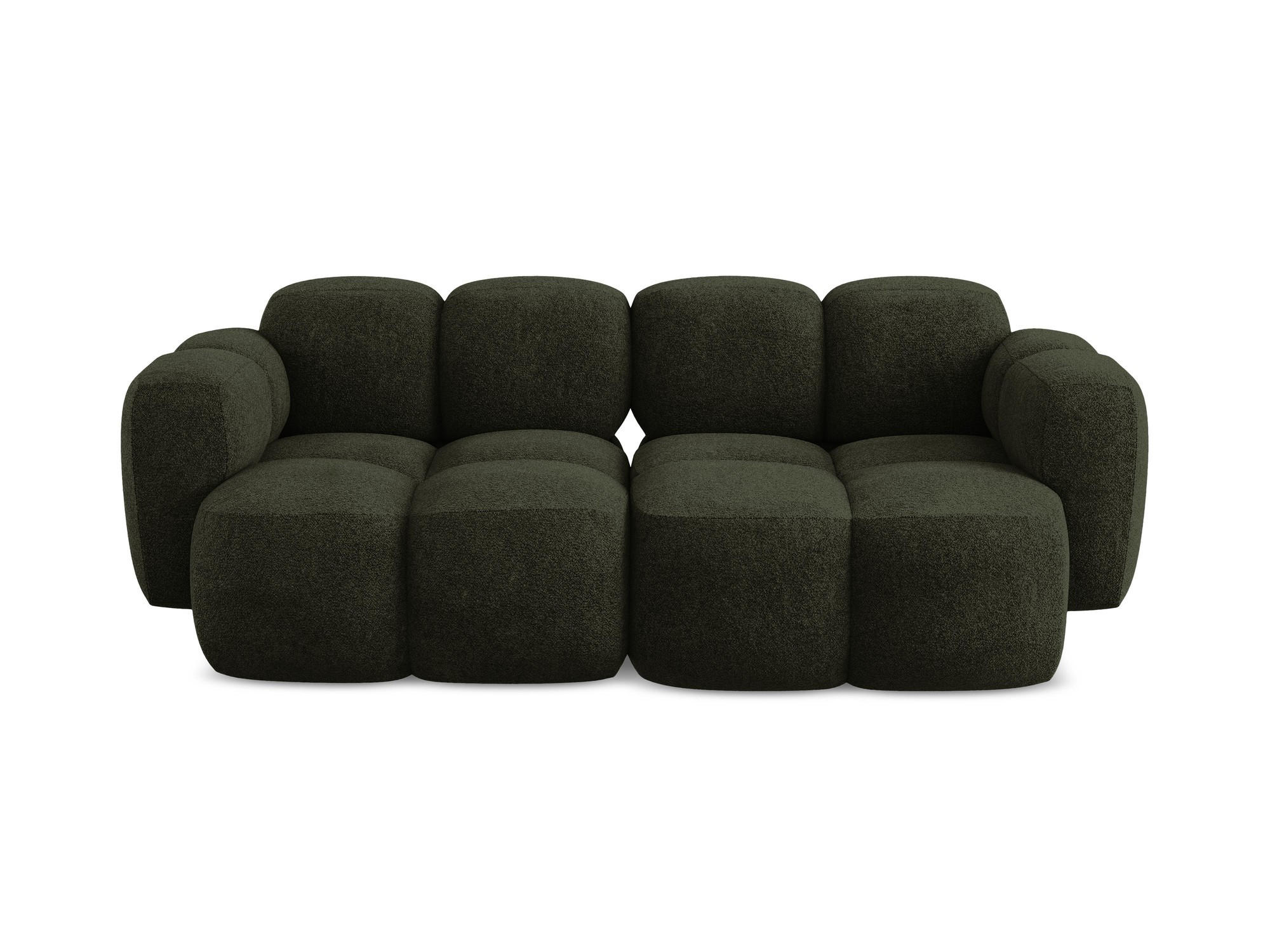 2-SITZER SOFA Chenille Stoff Grün - Dunkelgrün/Schwarz, Holzwerkstoff/Kunststoff (210/72/115cm) - Makamii