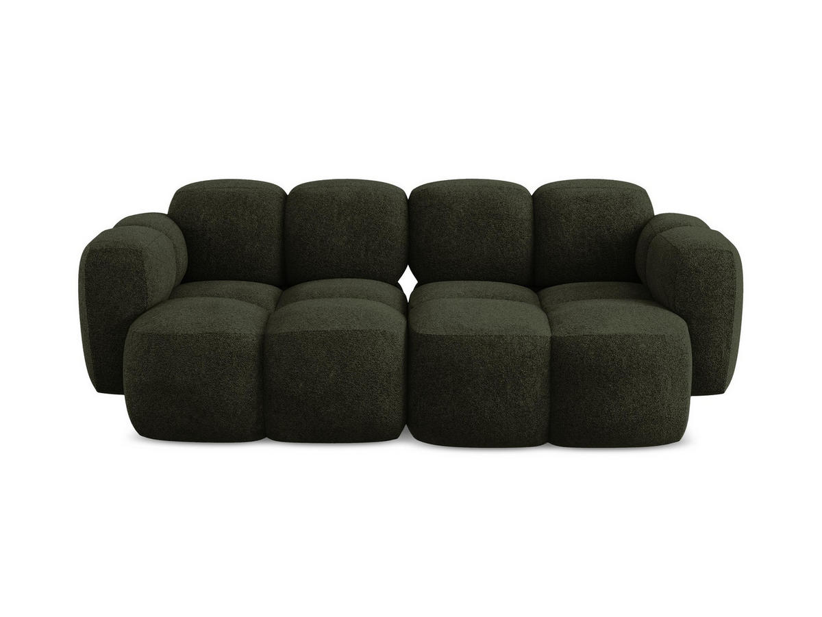 2-SITZER SOFA Chenille Stoff Grün - Dunkelgrün/Schwarz, Holzwerkstoff/Kunststoff (210/72/115cm) - Makamii