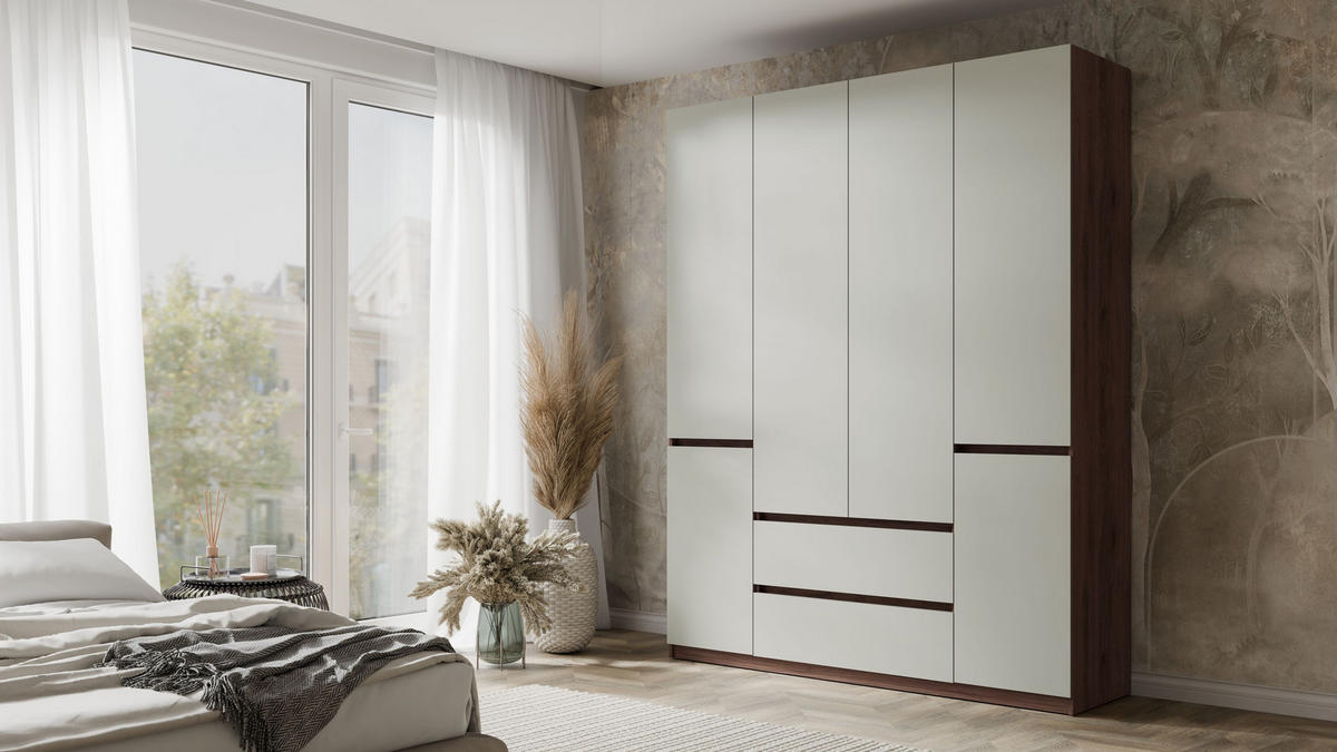 KLEIDERSCHRANK Walnuss, Neutralgrau 180/230,5/49,8 - Walnussfarben/Grau, Holzwerkstoff (180/231/50cm) - RAUMHIRSCH FURNITURE