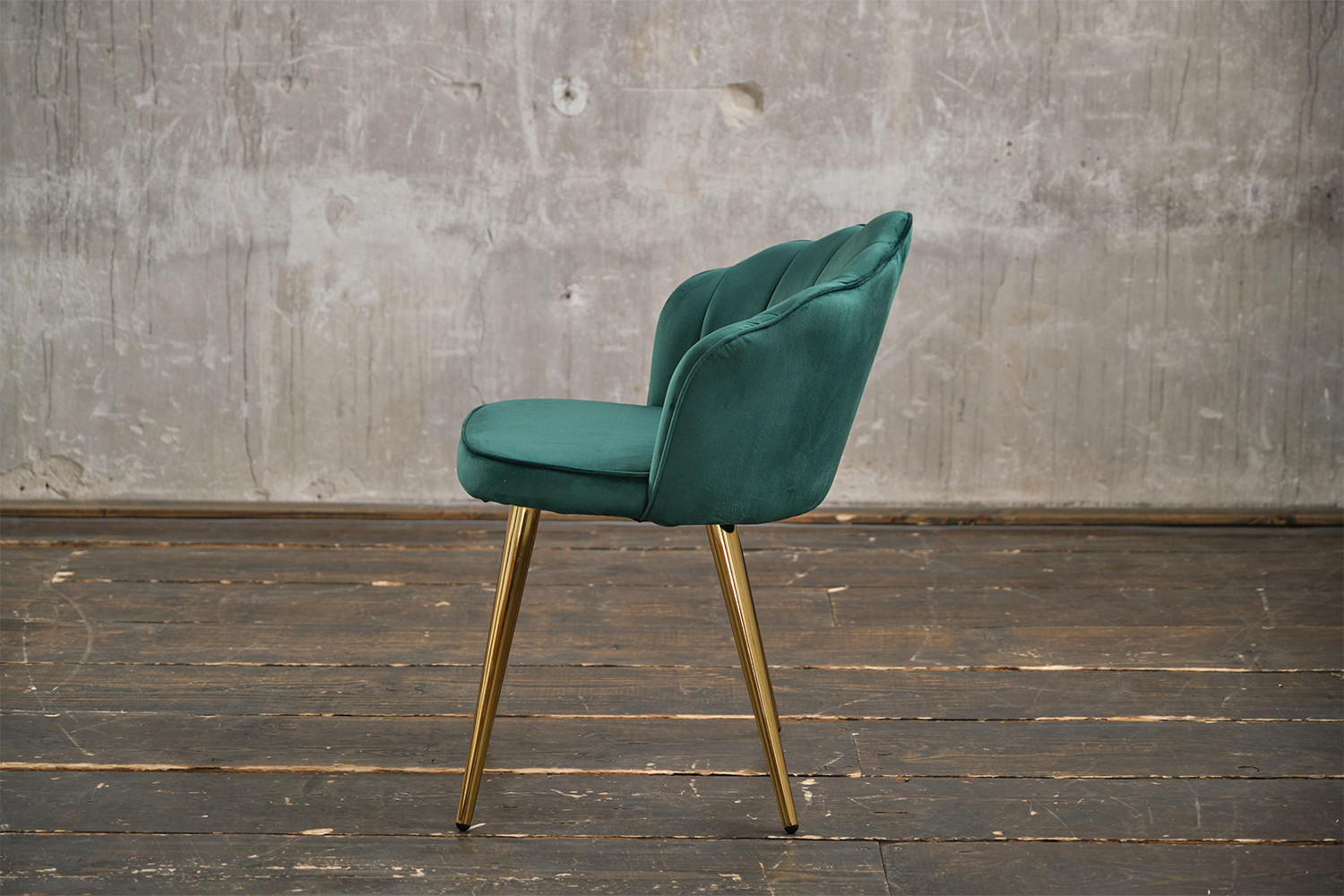 ESSZIMMERSTUHL SALLY Grün Velvet - Goldfarben/Grün, Textil (55/76/57cm) - KAWOLA