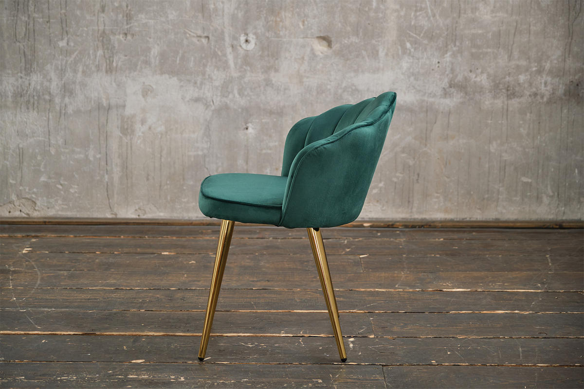 ESSZIMMERSTUHL SALLY Grün Velvet - Goldfarben/Grün, Textil (55/76/57cm) - KAWOLA