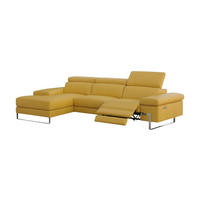 ECKSOFA Lete Echtleder mit 1 x Relaxfunktion Senfgelb - Gelb, Leder/Metall (232/160cm)