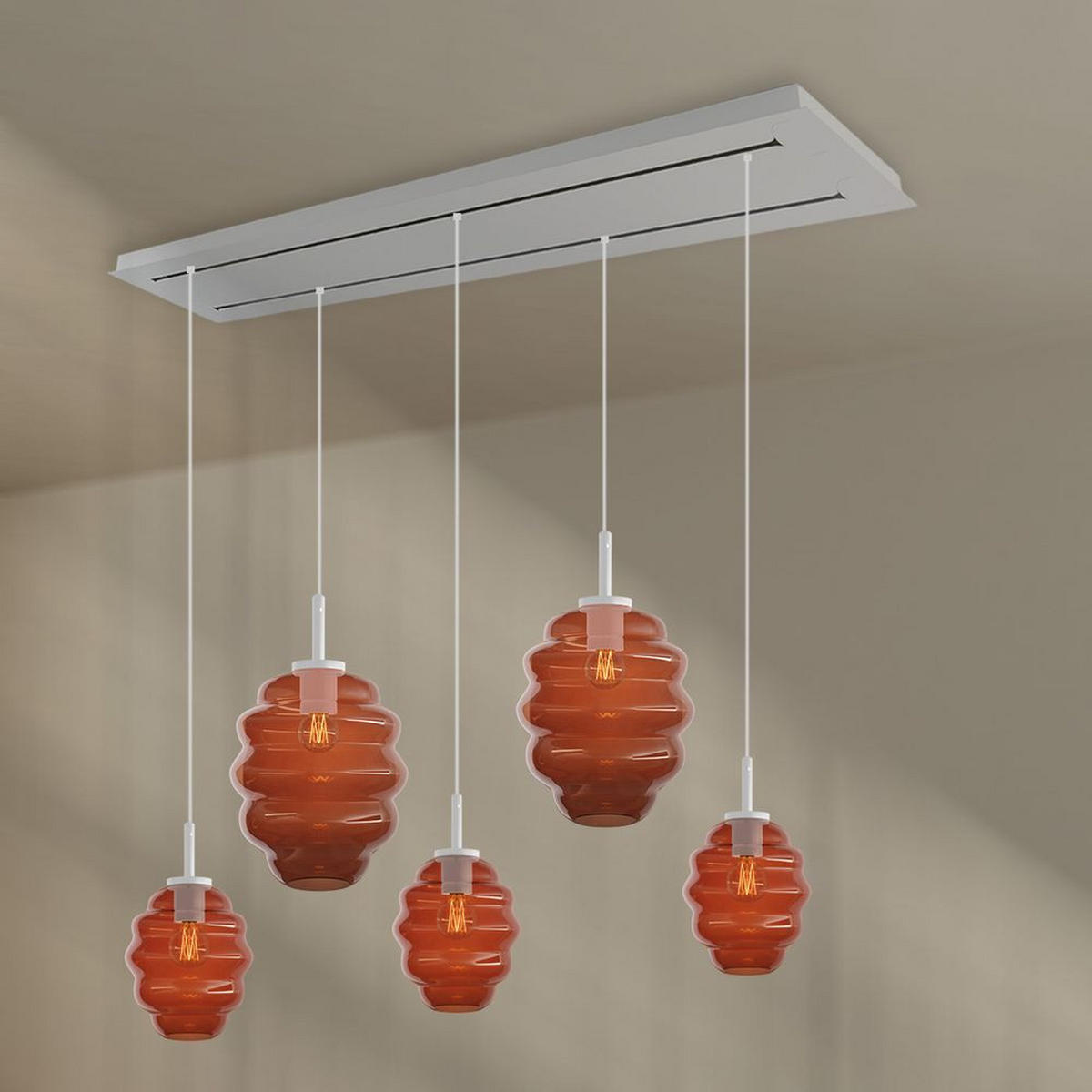 HÄNGELEUCHTE Echos 5-flammig Rauch Ø 18/25cm - Anthrazit/Schwarz, Glas (18/18/20cm) - s.luce