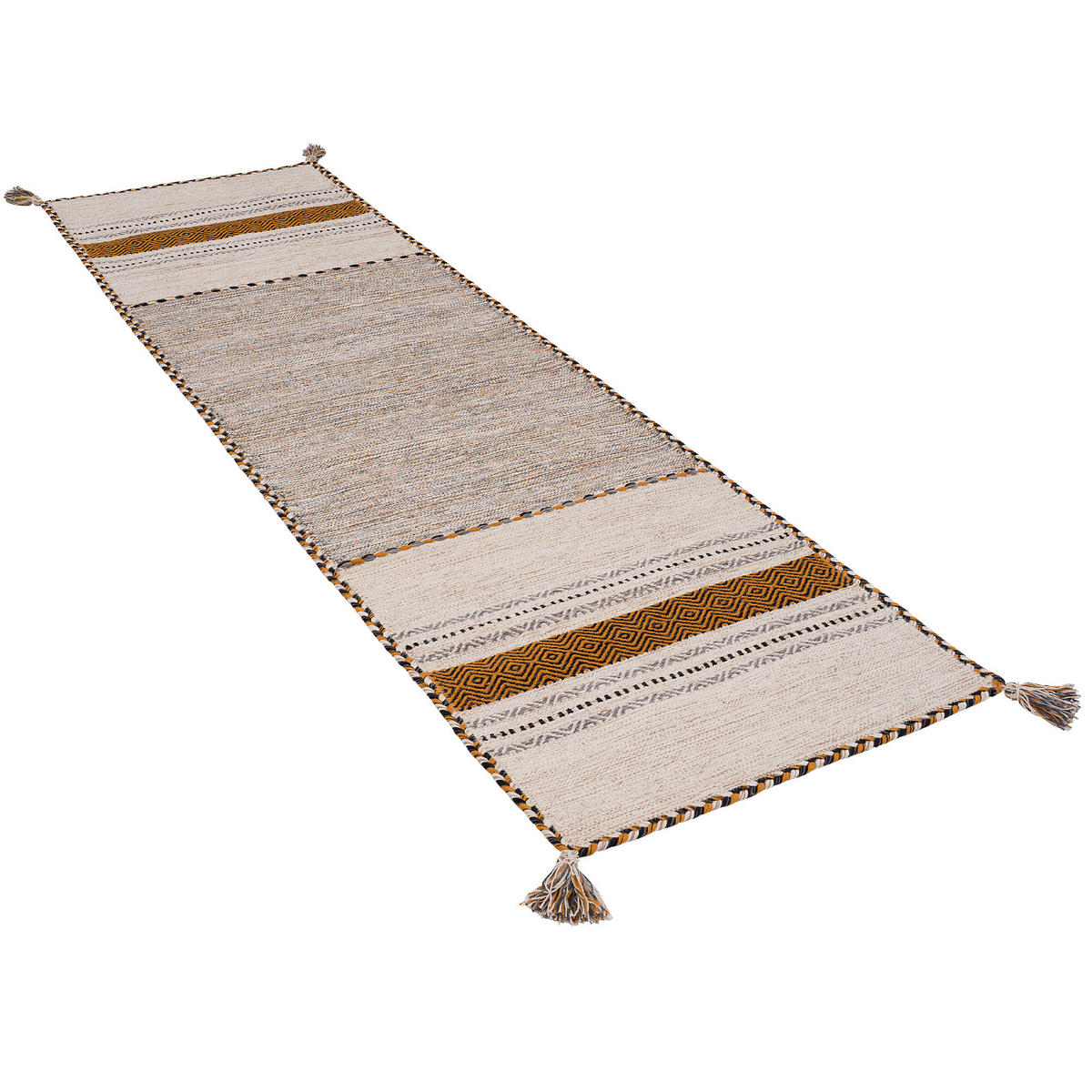 LÄUFER NATUR TEPPICH KELIM NAVARRO - Currygelb, Textil (70/250cm) - Pergamon