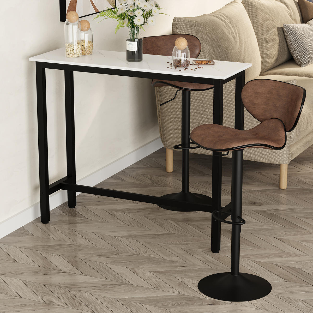 BARTISCH - Weiß, Holzwerkstoff (40/100/120cm) - HOMCOM