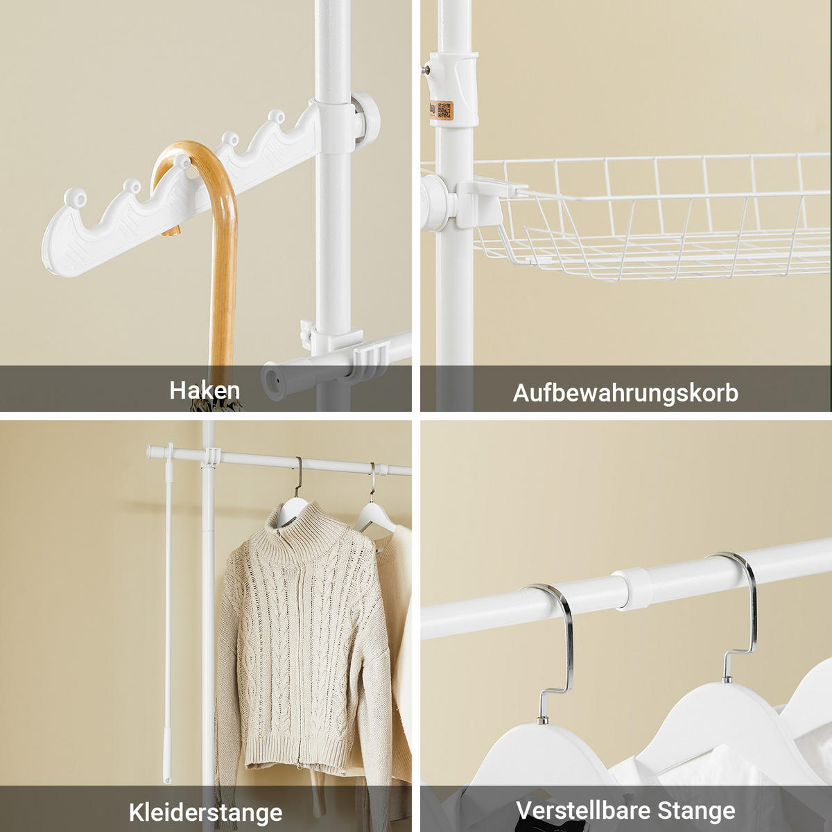 TELESKOP KLEIDERSTÄNDER Weiß - Weiß, Kunststoff (311/285/3cm) - SoBuy