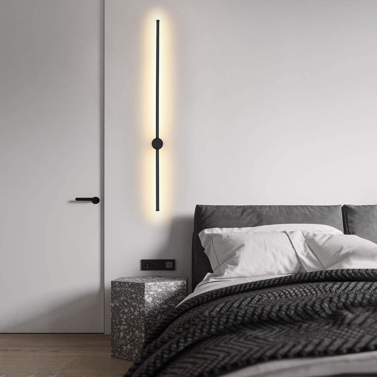 LED nástěnné svítidlo Nightcher (sada 2 ks) - černá, kov (100/10/6cm) - Nettlife