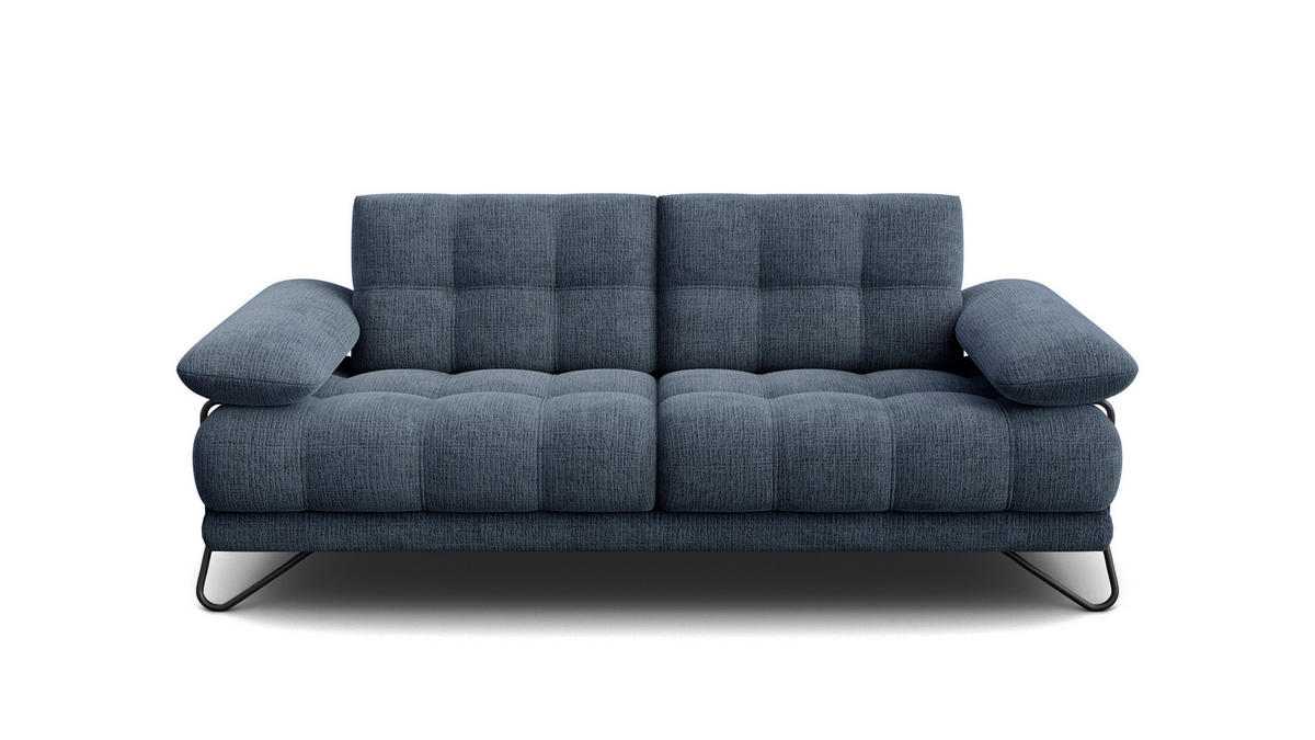 SOFA BUBBARA 2,5-Sitzer, marineblau - Blau/Schwarz, Holz/Textil (215/87/96cm) - Courtois Laville