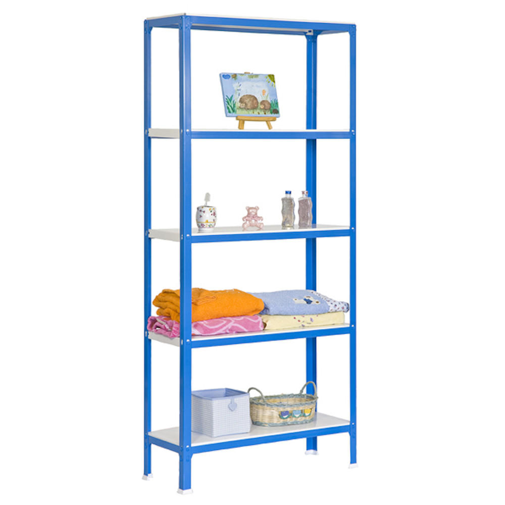 WOHNREGAL LIVING KOALA METAL mit 5 Fachböden | HxBxT 180x80x30cm | Fachlast 150kg | Blau/Weiß - Blau, Metall (80/180/30cm) - PROREGAL