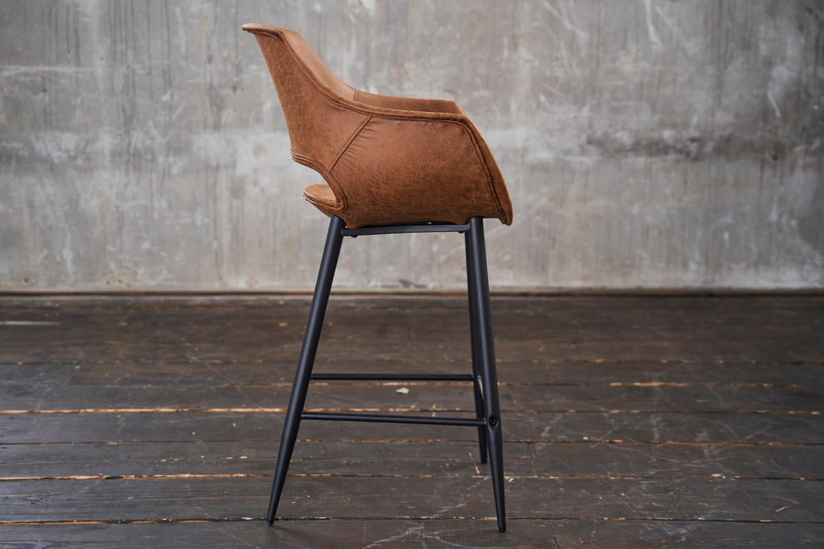 BARHOCKER ZAJA Braun Microfaser - Braun, Textil (57/114/59cm) - KAWOLA