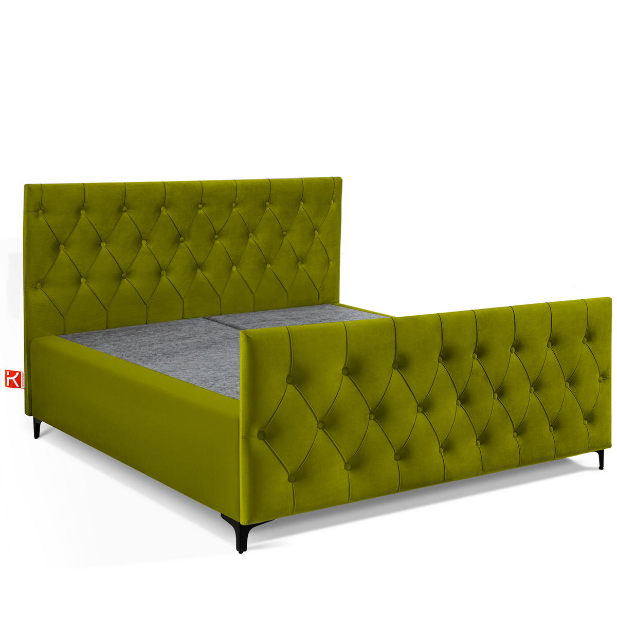 POLSTERBETT ARDEA, Oliv - Schwarz/Olivgrün, Holz/Holzwerkstoff (160/200cm) - KONSIMO®