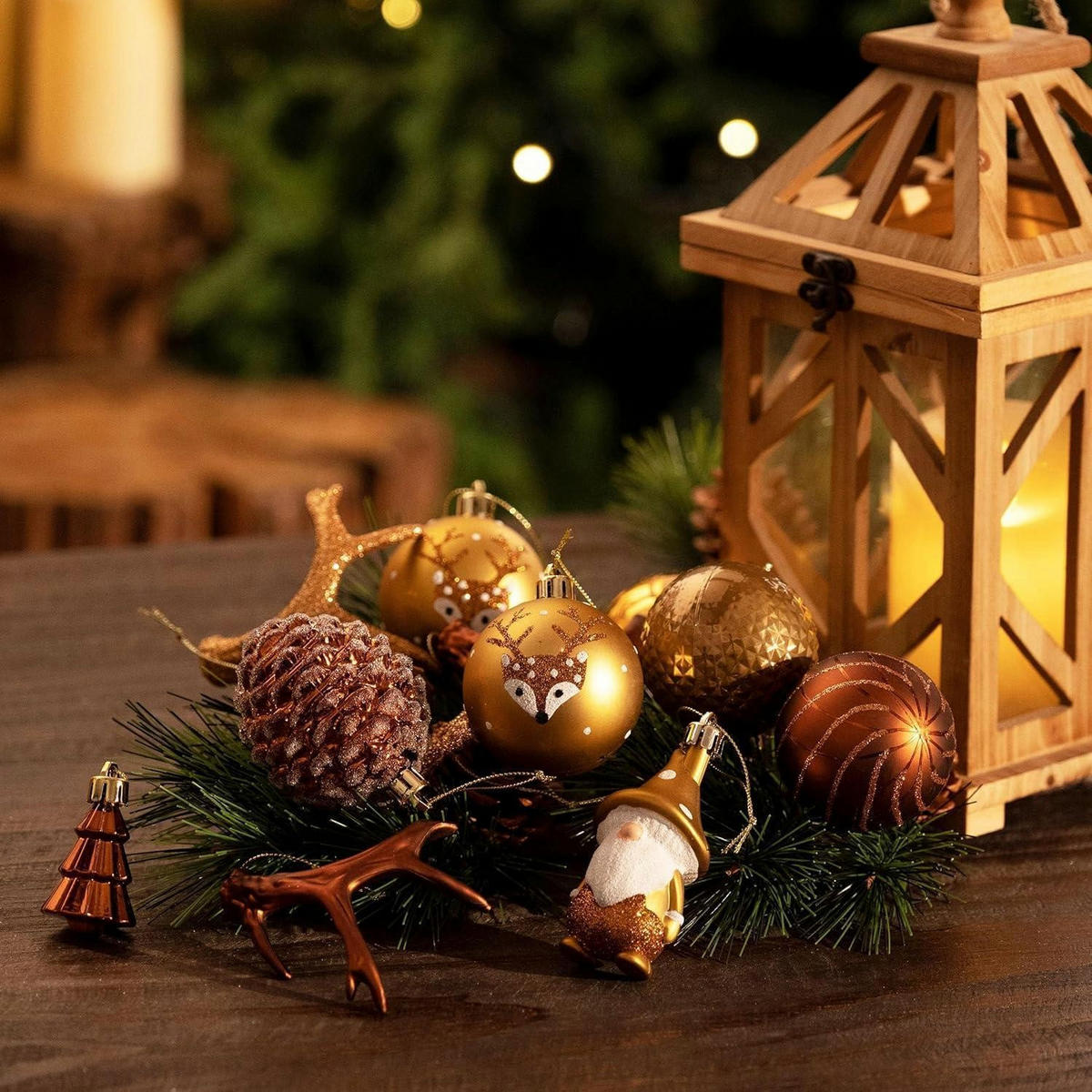 WEIHNACHTSKUGELN Set 40-teilig Bronze Waldland - Multicolor, Kunststoff (9/9/9cm)
