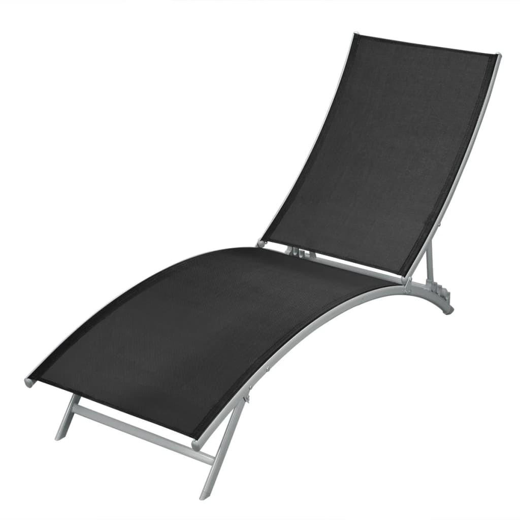 SONNENLIEGE Stahl und Textilene Schwarz - Schwarz, Metall (55/102/162cm) - furnicato